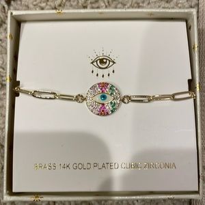 Brass 14K gold plated cubic zirconia bracelet